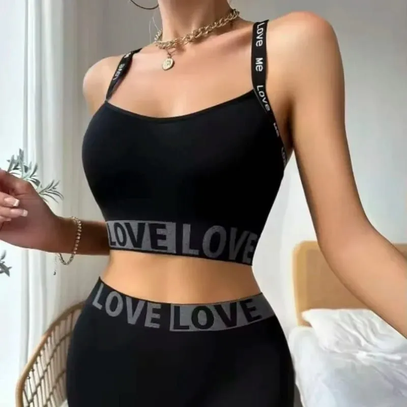 Women's Alphabet Lingerie Set Active Sportswear Camisole Vest with Beautiful Back Outdoor Fitness Bra Set for Active Women — image 2