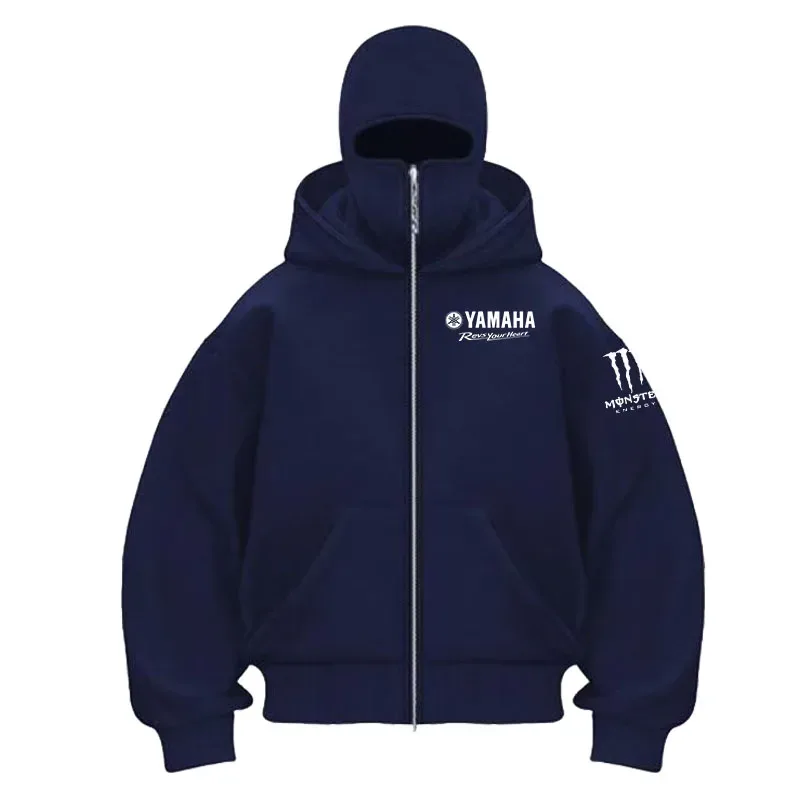 Yamaha Logo gedruckt Baumwolle Radfahren Maske Reißverschluss Hoodie Männer und Frauen Herbst und Winter neue Stil Mode lässig Retro Radfahren Jer
