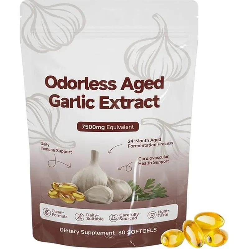 Ekstrak Bawang Putih Berumur Tidak Berbau Softgels 7500mg Herba Fermentasi 24 Bulan Formula Botani Sokongan Imun Kardiovaskular 30 Kiraan