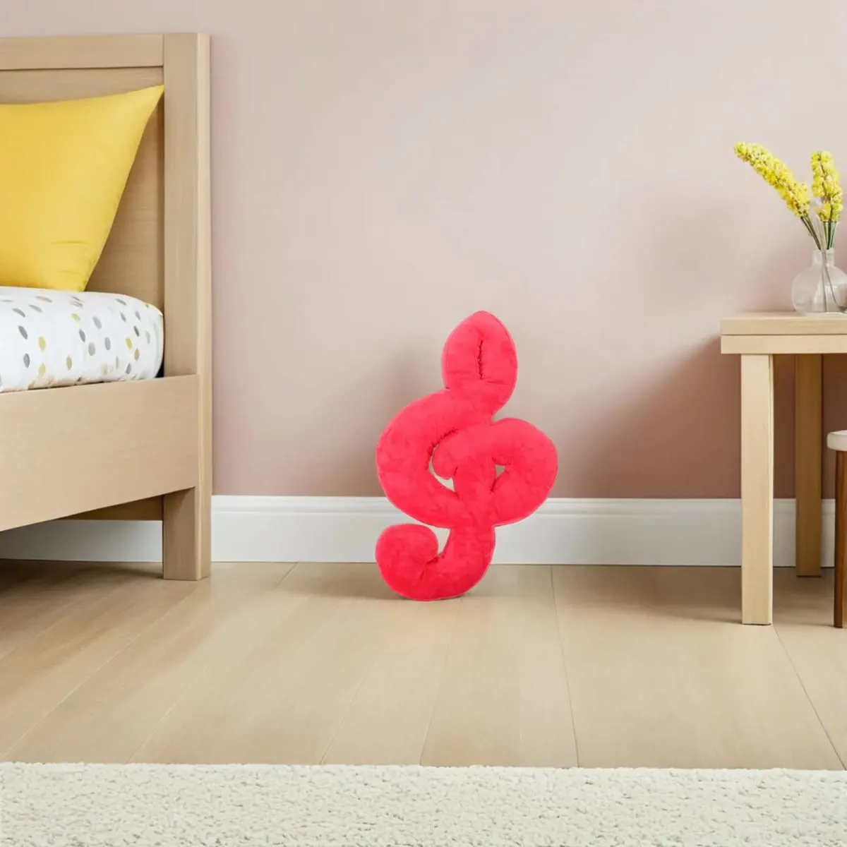 Musical Note Shaped Pillow Cozy Supportive Aesthetic Throw Cushion for Couch Sofa Bed Chair Workspace 20.44x12.97x3.14 Inch Red