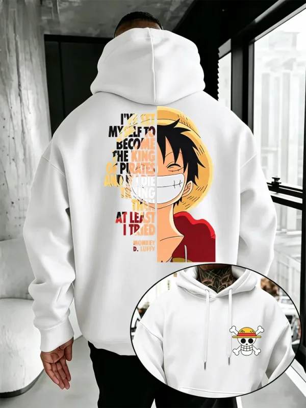 One Piece Anime Hoodie Monkey D Luffy Quote Print Streetwear Unisex Men Women Oversized Casual Sweatshirts Long Sleeve — image 6