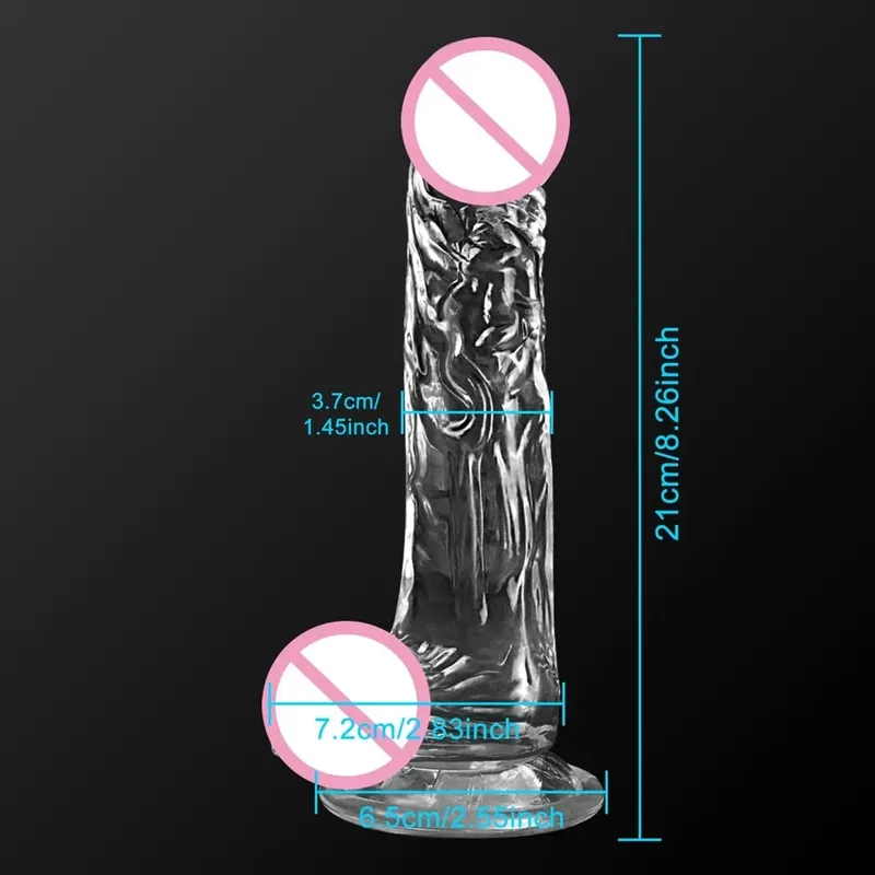 4 Sizes Transparent Soft Jelly Dildo Realistic Fake Dick Penis Sucker Butt Plug Sex Toys for Woman Men Vagina Anal Sex Toys — image 8