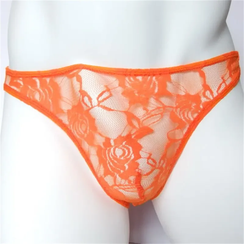 Sexy Men Lace Transparent Briefs Perspective Underwear Hollow Out Rose Mesh Low Rise Male Panties — image 7