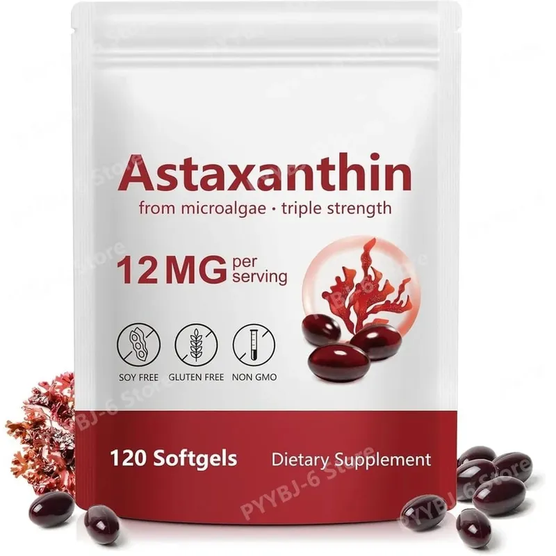 Astaksantin Softgeller Mikroalglerden Üçlü Güç Sağlıklı Yaşlanmayı Destekler Kolajeni Destekler Cilt Bariyerini Destekler 120 Softgels