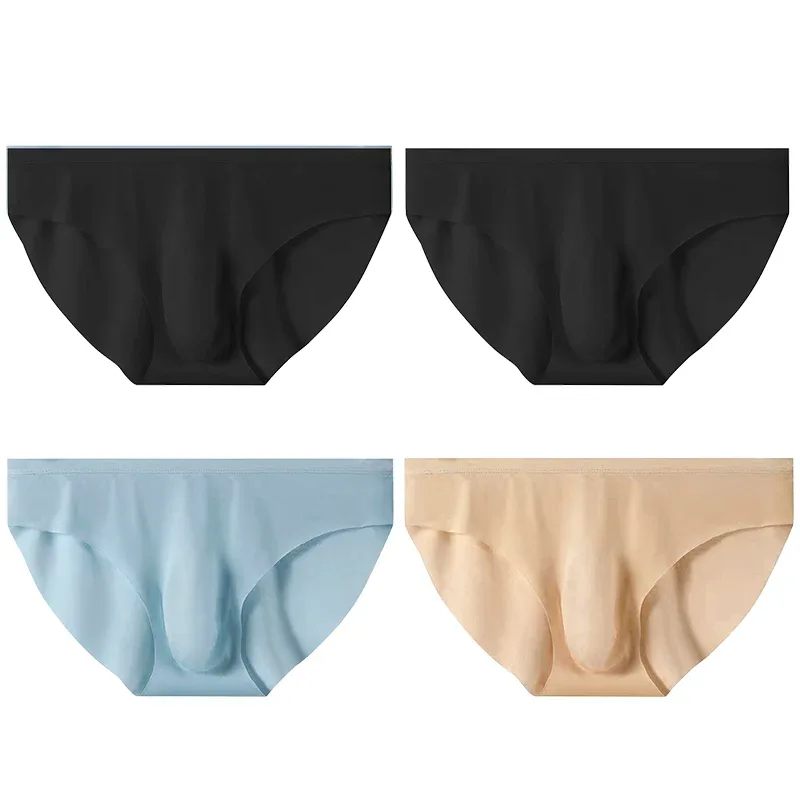 4pcs Men's Ice Silk Briefs Summer Transparent Seamless Sexy Quick-drying Trendy Breathable Underwear Ultra-thin Panties — image 21