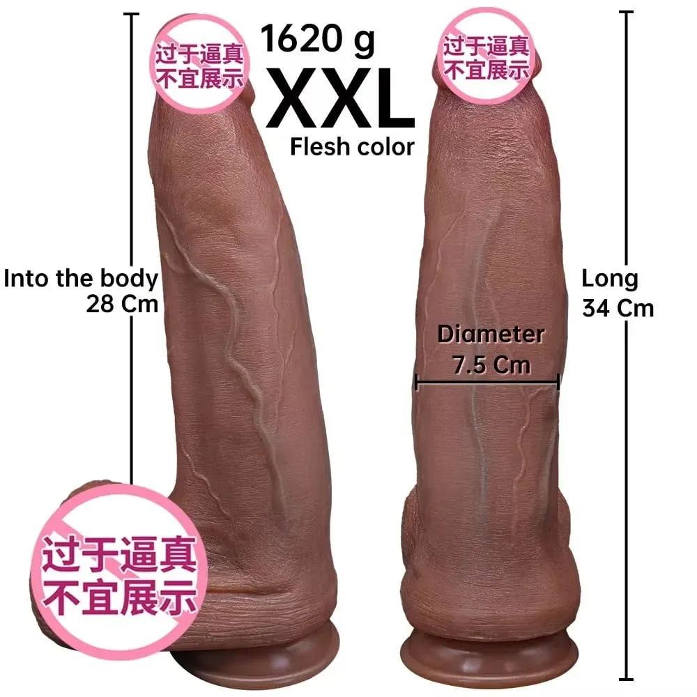 Kvinnlig onani stora tjocka dildos Analsexleksaker för kvinnor Realistiska flytande silikon Enorm dildo XxL — image 3
