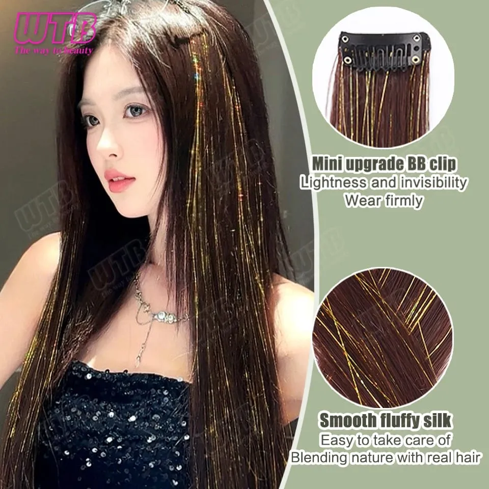Parrucca di estensione dei capelli sintetici Parrucca di estensione dei capelli lisci di seta evidenziata al laser stile clip BB adatta per l'uso quotidiano delle donne