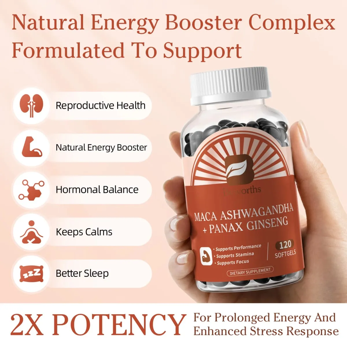 Naturliga Maca-rotkapslar med Ashwagandha-extrakt Vegetariskt för män Health Soft Gels Glutenfritt energitillskott — image 4