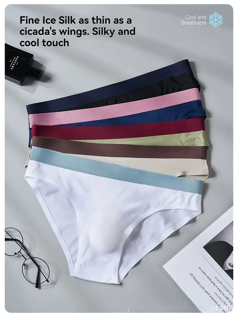 セクシーな男性のパンティーシームレスなアイスシルク超薄型ブリーフ速乾性通気性パンツ 3D バルジポーチ下着 Cueca オム — image 3
