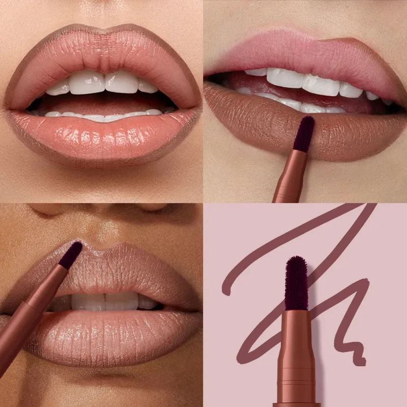 Lakerain Lip Contour Lip Stain Pen Nepřilnavý kalíšek odolný proti rozmazání, Hydratační kosmetický make-up na rty 2 v 1 Lip Stain & Liner — image 7