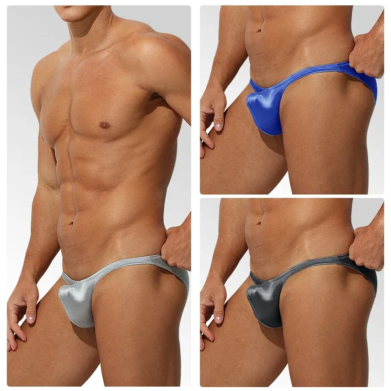 Låg midja is Silke Satin Herrunderkläder Tight Fit Sport StyleJJ Boosting Lyx Sensuell Trosor Ungdom Nylon Spandex — image 17