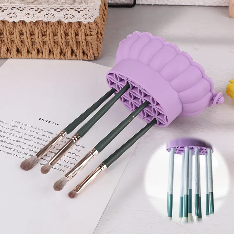 Escova de maquiagem de silicone, caixa de limpeza, tigela de lavagem, maquiagem, ovo, prateleira de secagem, ferramenta para lavar pó, esponja, escovas de armazenamento, purificador — image 3