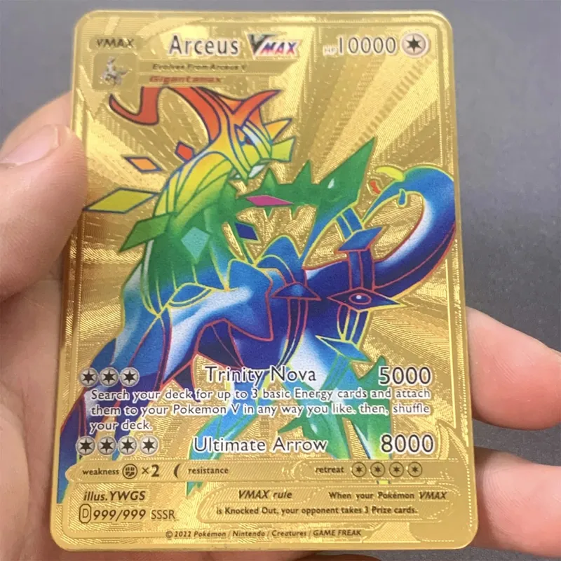 Kartu Pokemon Logam Inggris DIY Arceus Mewtwo Charizard Pikachu Besi Mengkilap Pokémon GX Vmax EX Hadiah Mainan Kartu Koleksi Anak-anak Permainan — image 9