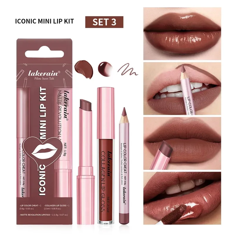5 สี Lip Liner + ชุดลิปสติกและ Lip Stain Easy Coloring Matte Lip Kit ลิปสติก Long Lasting Red ลิปสติก Lip แต่งหน้าชุด — image 9