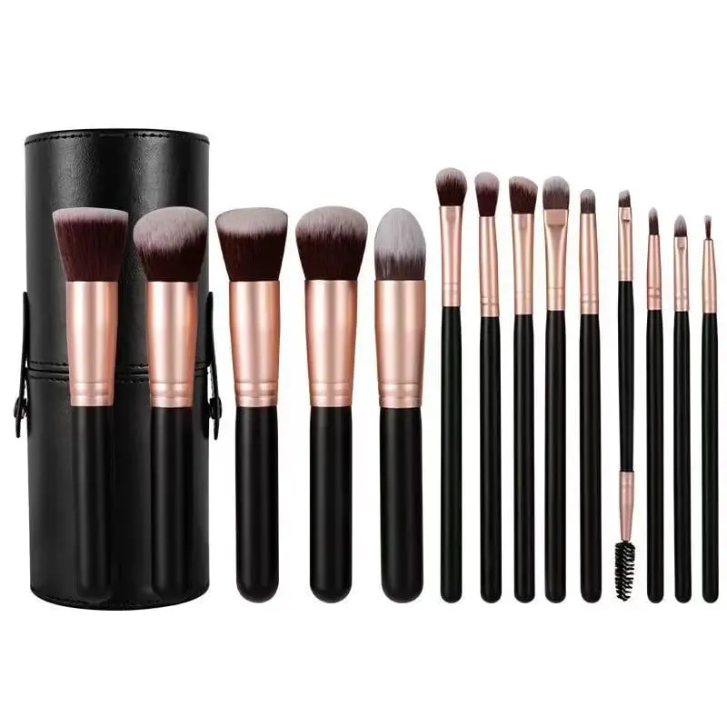 14 PCS Makeup Brush Set na May Illuminated Mirror Portable Short Handle LED Light USB Rechargeable Makeup Brushes Kit — image 8
