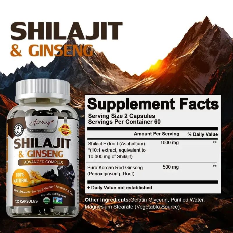 Shilajit und Ginseng – Energie- und Vitalitätsunterstützung, Verbesserung der geistigen Klarheit, Immununterstützung, Steigerung des Ausdauermuskelwachstums — image 2