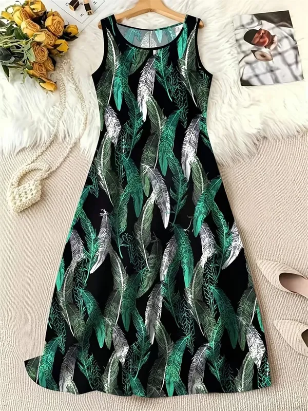 Summer Fashion Round-Neck Women's Dresses Botanical Floral Color-Blocked Patchwork Dresses Travel Party and Beach Dresses — image 17
