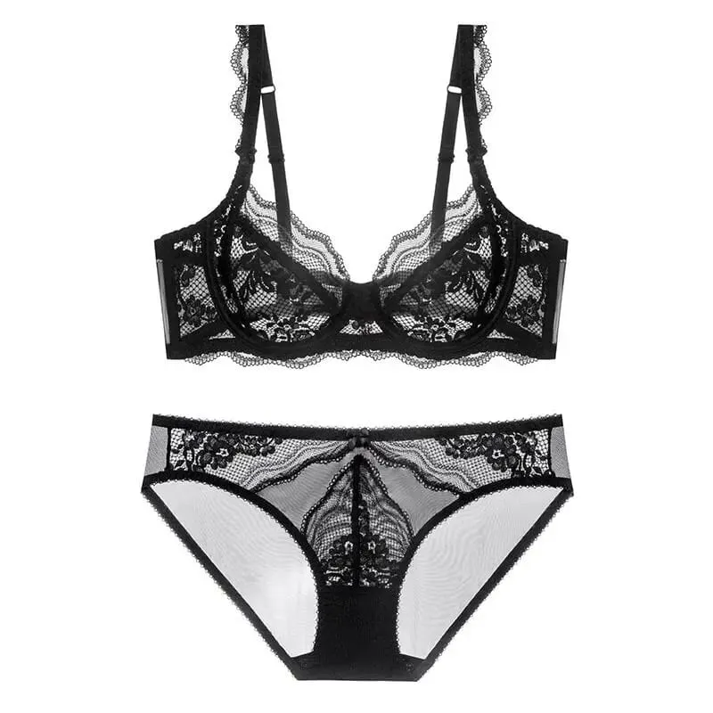 New Arrival Women Ultra Thin Victorian Lace Push Up Set Soft Underwire Gather Lift Unpadded Comfort Breathable Lingerie Set — image 6