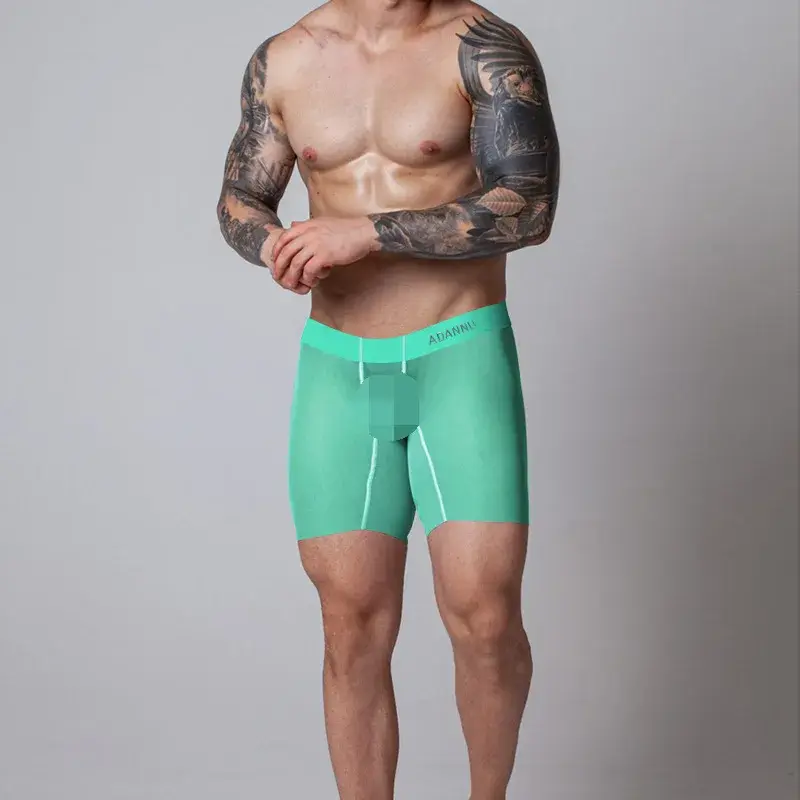 0.01mm Ultra-thin Men ชุดชั้นในกางเกงขาสั้นกางเกงขาสั้น Cooling Ice Silk โปร่งใส Gym ฟิตเนสกางเกงไม่มีรอยต่อตาข่าย Slips