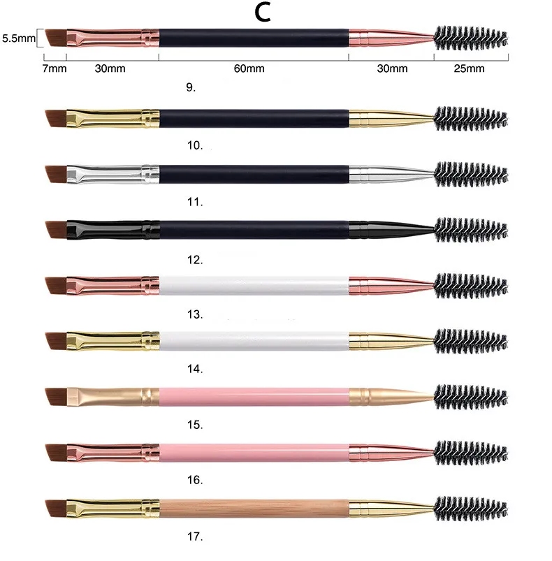 20pcs แปรงคิ้วฉลากส่วนตัวขนตาหวีแปรงแต่งหน้า Dual Ended มุม Spoolie 2 in 1 Lash Eyebrow แปรงจำนวนมาก — image 3