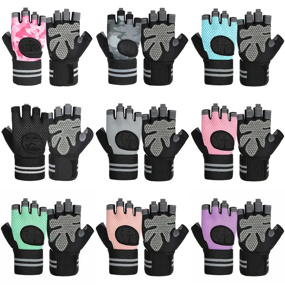 Anti Slip Shock Breathable Half Finger Gloves Breathable Cycling Gloves Fitness Gym Bodybuilding Crossfit Exercise Sports Gloves — image 2