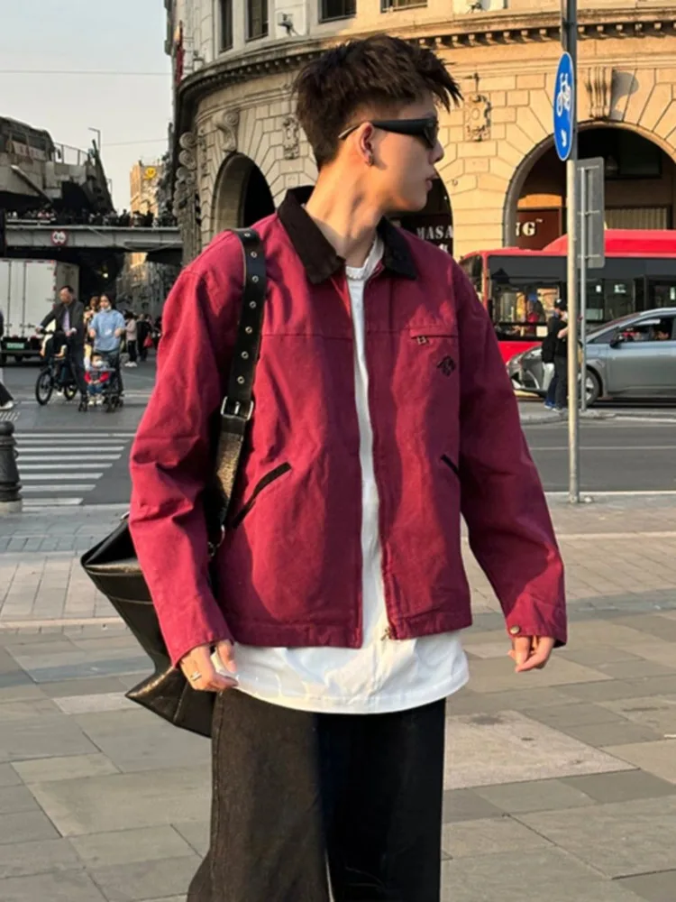 Spring Autumn Cargo Coat American Street Lapel Design Loose Casual All-matching Jacket Cotton Baseball Uniform Outerwear top — image 2