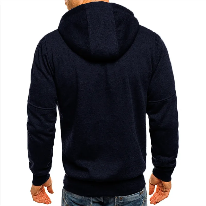 Men's Grey Hooded Sweatshirt Full Zipper Casual Sportswear with Pockets Orange Drawstring plus Size Available — image 11