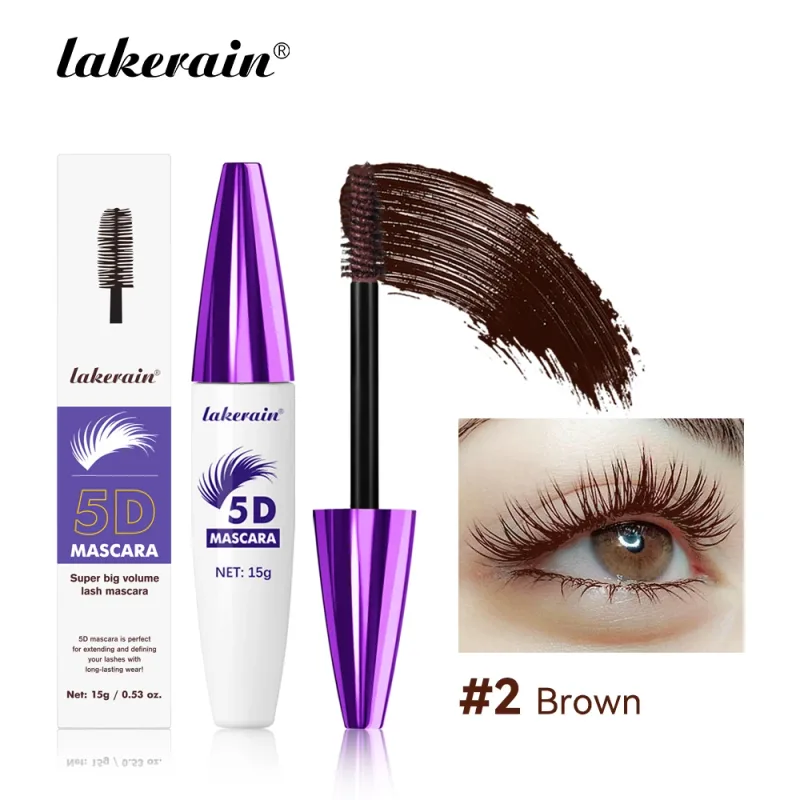 Lakerain 5D Rímel Cílios Alongamento de Longa Duração Intenso Preto Impermeável Nutritivo À Prova de Manchas Rímel Maquiagem para os Olhos