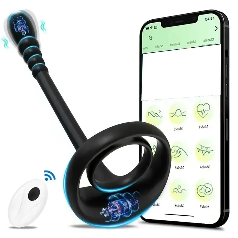 Remote Cock Ring for Men Anal Butt Plug Stimulator APP Control Prostate Penis Massager Masturbator Adult Sex Toys for Gay 18+