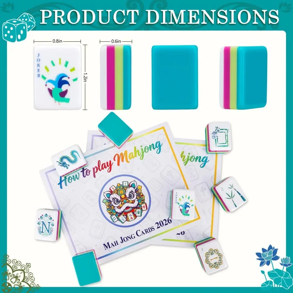 US Stock Lake Blue Luxury Engraved American Mahjong Set 4-Layer Acrylic Mahjong Tiles Travel Mah Jongg Sets for Home Board Games — image 3