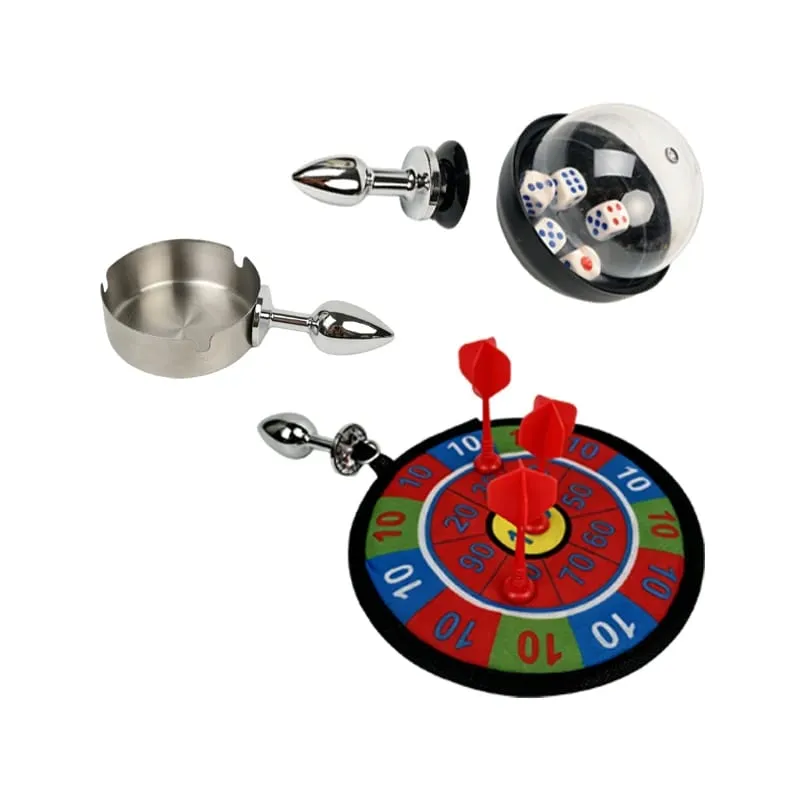 Anal Plug Kits Metal Ashtray Anal Plug Dice Anal Plug Dartboard Anal Plug Adult Sex Toys for Anal Exploration Women BDSM Sex Toy