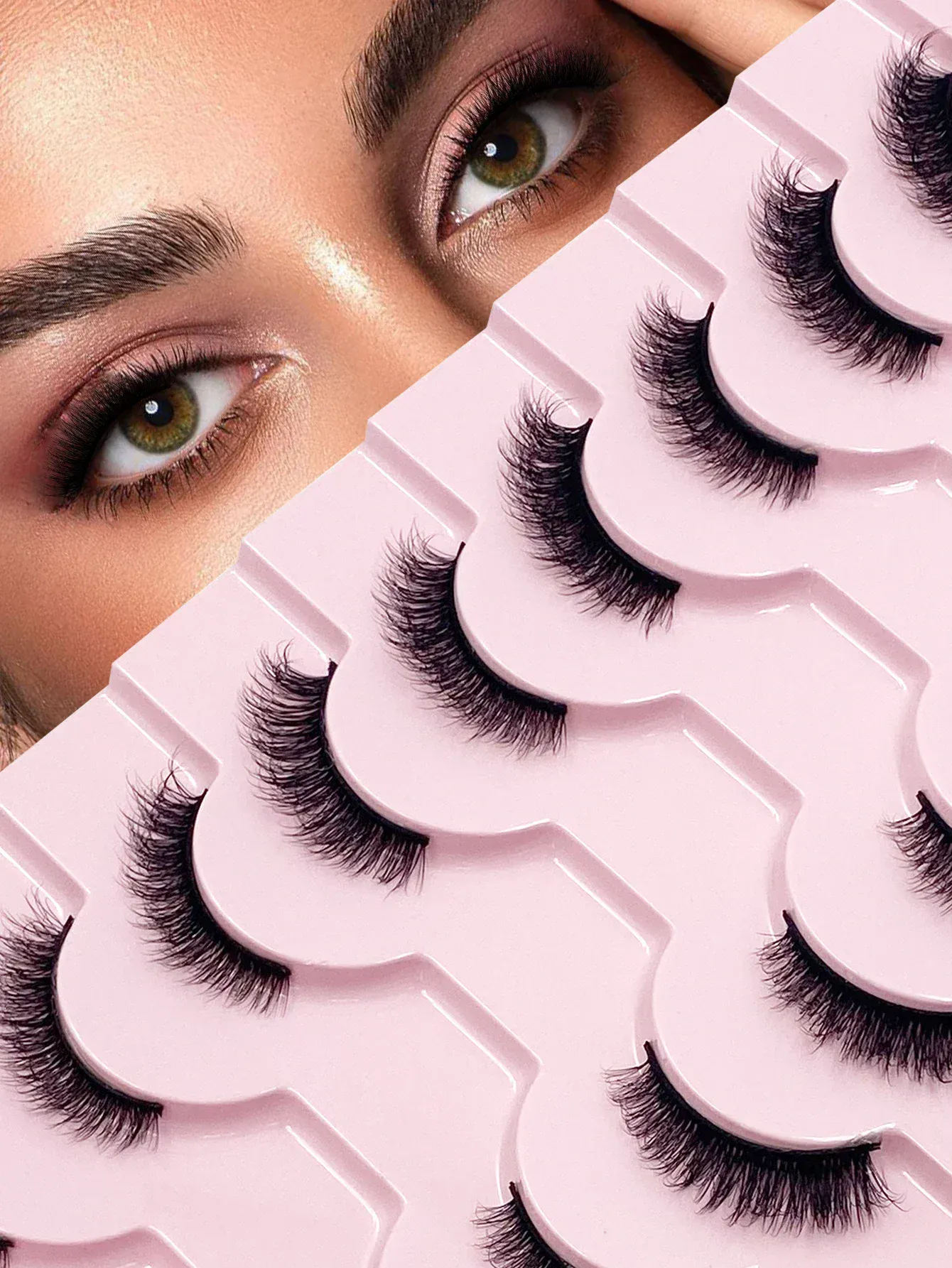 Bulu Mata Setengah Mata Kucing 3D 10 Pasang Bulu Mata Setengah Batang Bening Alami Ekstensi Bulu Mata Palsu Makeup Yang Dijamin Palsu Maquiag — image 3