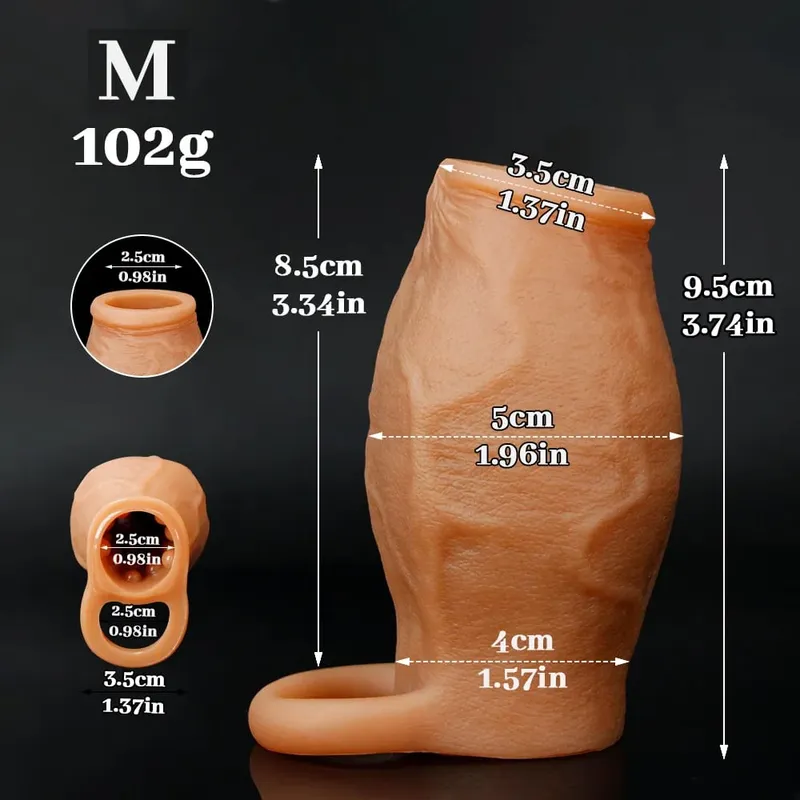 Sexy Thicken Cock Sleeve Penis Lock Penis Ring Adult Sex Toy For Men Dick Enlarged and Soft Silicone Penis Sleeve Enlargement