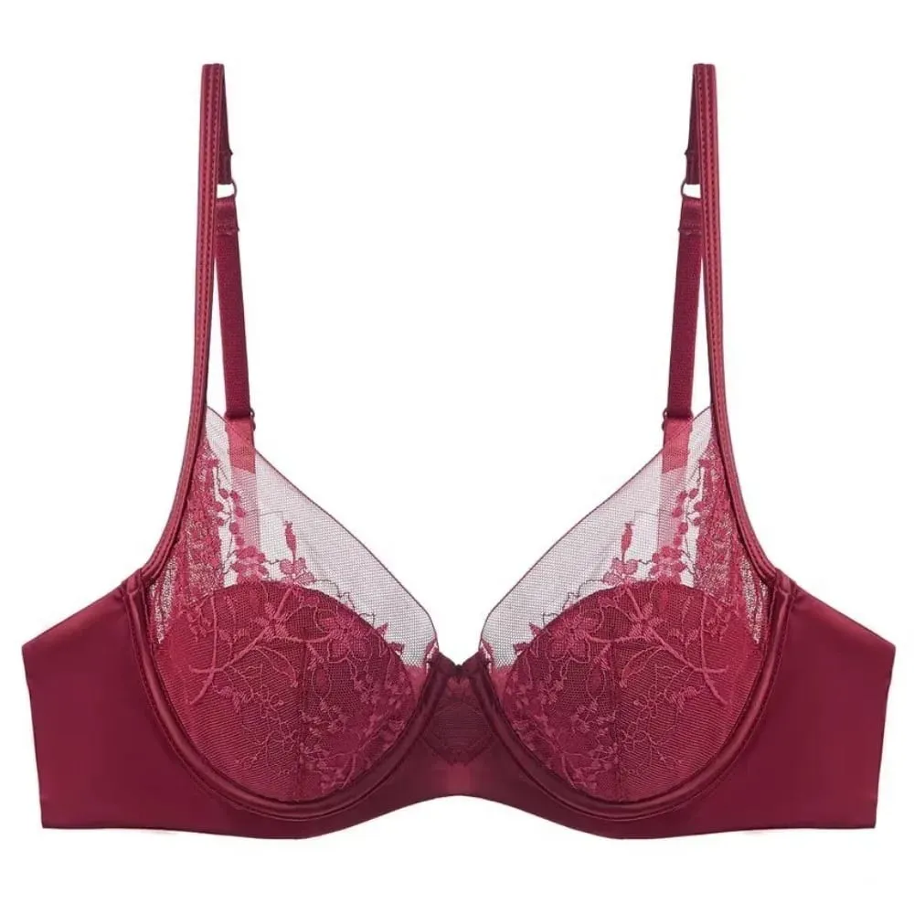 Women Lace Lingerie Set Thin Cup Minimizer Bra Panty Kit Breathable Intimates For Big Bust Fashion Daily Underwear — image 6