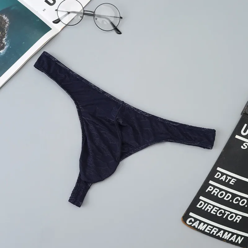 Lelaki Lace Jacquard G-string Seluar Dalam Tinggi Meregangkan Kantung Besar Thong Seluar Dalam Gay Seksi Erotik Seluar Dalam T-belakang