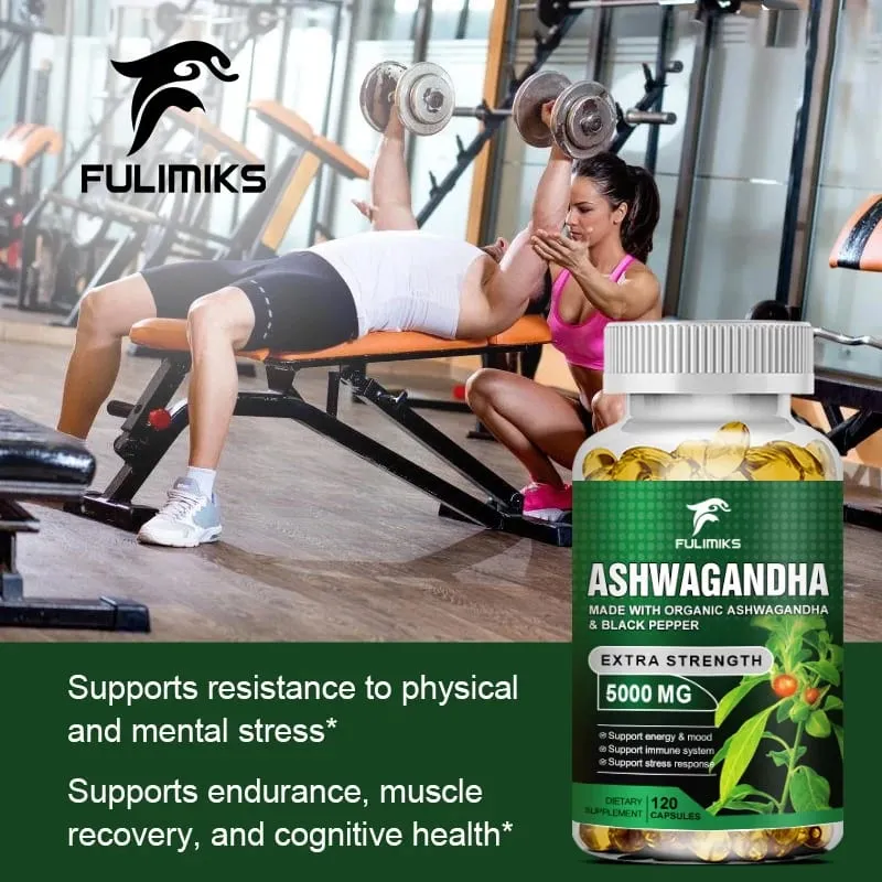 【Buy 1 Get 1 Free】KSM 66 Ashwagandha Root Extract Capsules 5000mg with MACA - Support Sleep Health Stress Focus Brain Ener