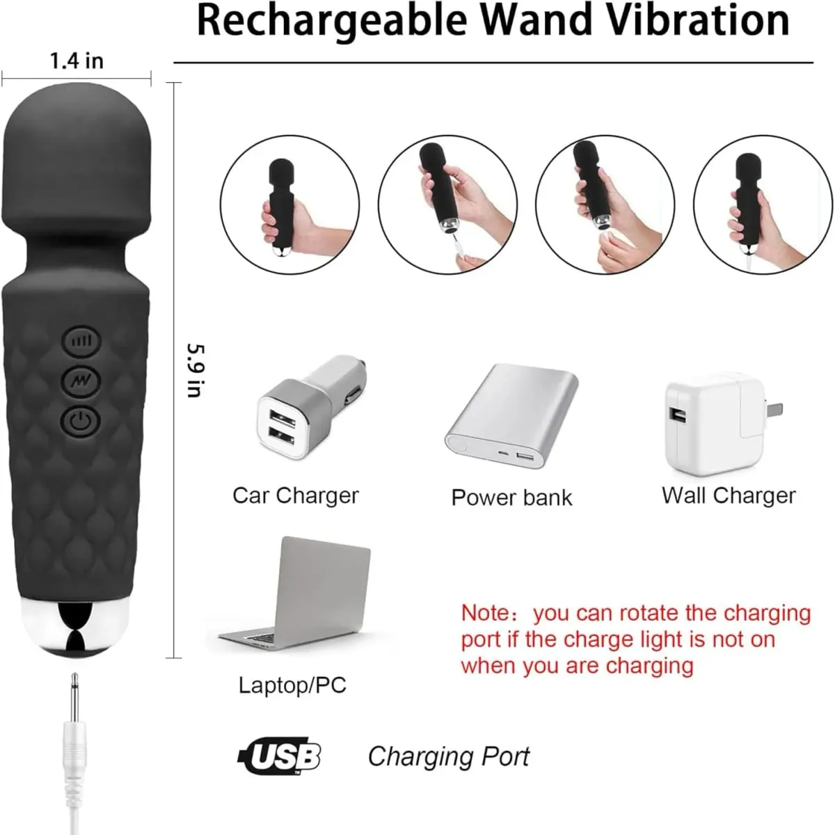 AV Vibrator Wand Personal Massager Clit Stimulator Mainan Seks untuk Wanita 20 Corak 8 Kelajuan Mini Vibrator Boleh Dicas semula Mainan Dewasa