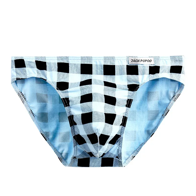 Pakaian dalam kotak-kotak modis celana dalam pria elastis lembut katun celana dalam awet muda nyaman bersirkulasi celana dalam kantong tonjolan U seksi pria — image 28