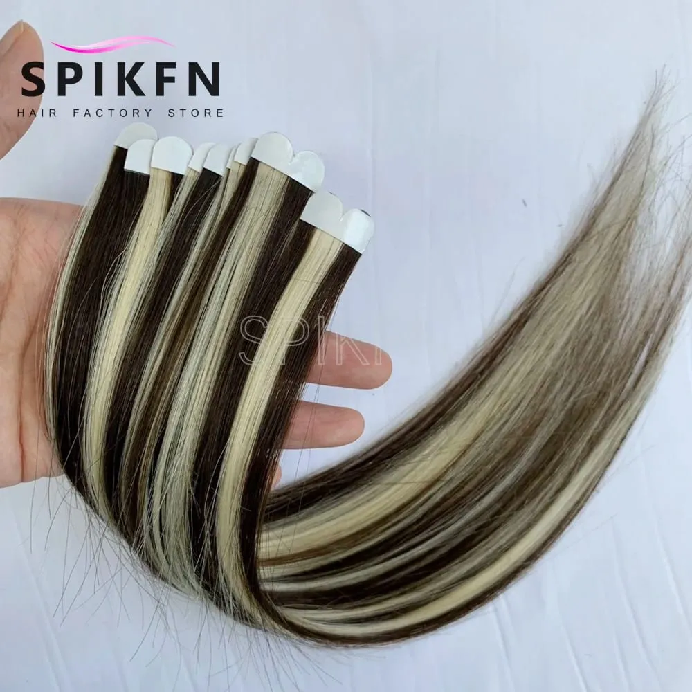 14inches Mini Tape-In Hair Extensions Straight Human Hair Seamless Skin Weft 10pcs/pack Lightweight Butterfly Tape Hair — image 11