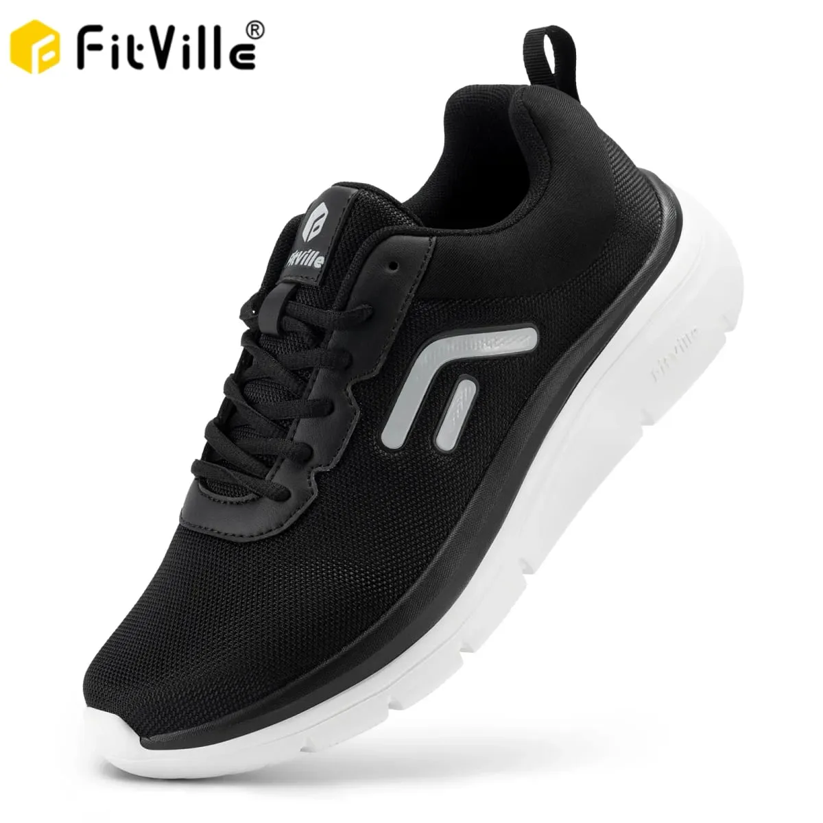 FitVille Walking Shoes for Men Wide Width Thick Sole Lightweight Breathable Sneakers Shoes for Plantar Fasciitis Pain Relief — image 1