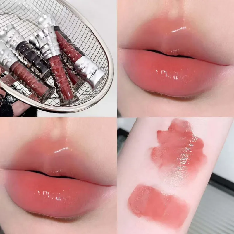 Crystal Punk Red-Brown Glossy Lip Stain Mirror Lip Glaze Sheer Nude Glitter Lip Tint Watery Shine Plumping Makeup Cosmetics — image 13