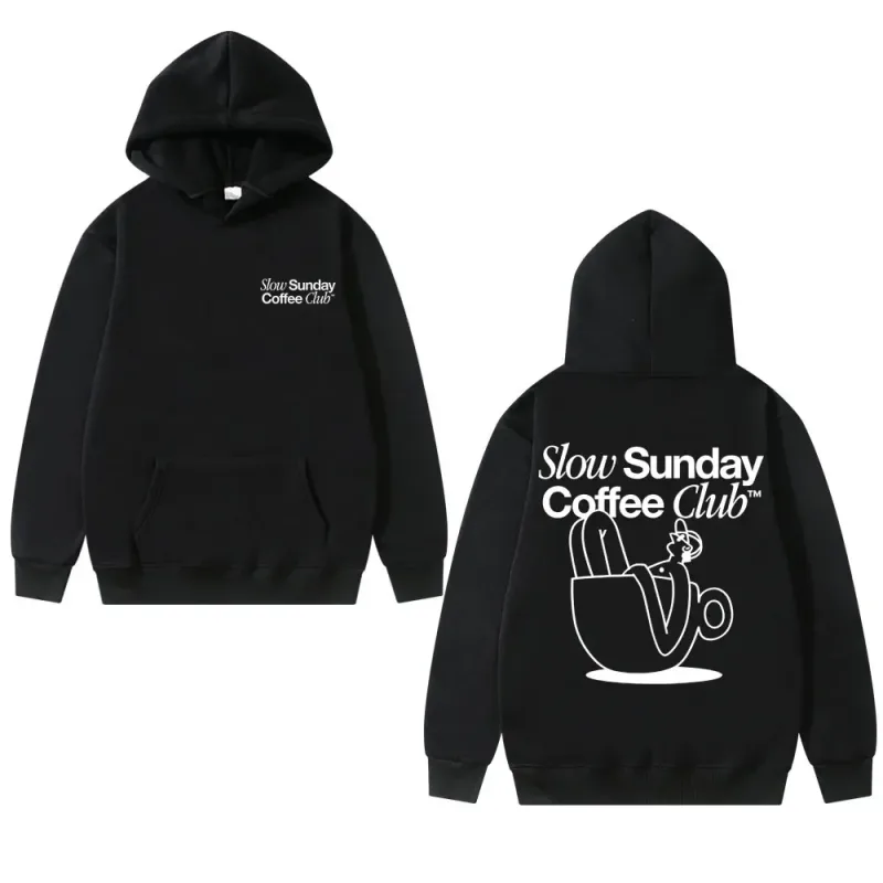 Unisex Slow Sunday Coffee Club Hoodie Pullover Funny Meme Vintage Casual Streetwear Sweatshirt, meerdere kleuren beschikbaar — image 1