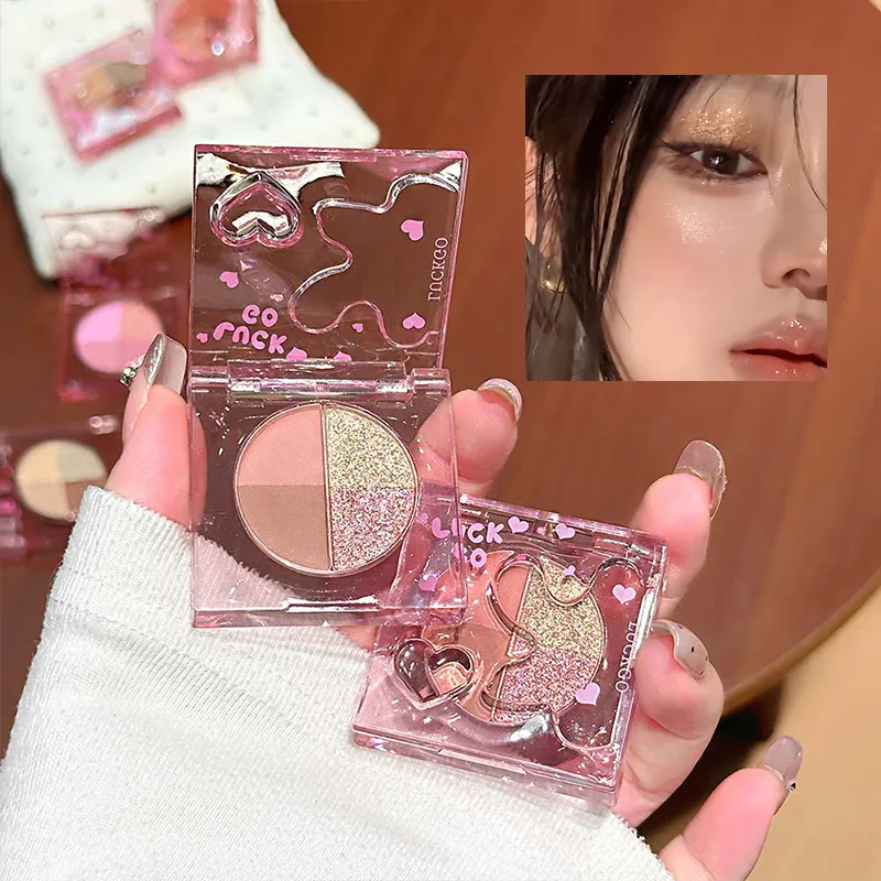 Mini 4-Color Eyeshadow Palette Natural Brightening Matte & Shimmer Lying Silkworm Eye Shadow Lavender Korean Makeup Cosmetics — image 5