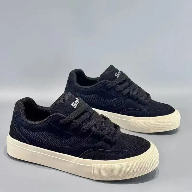 Men No Decor Canvas Shoes Pure Color Low Top Lace Up Casual Sneakers Resistant Flat Sole All Match Street Daily Shoes