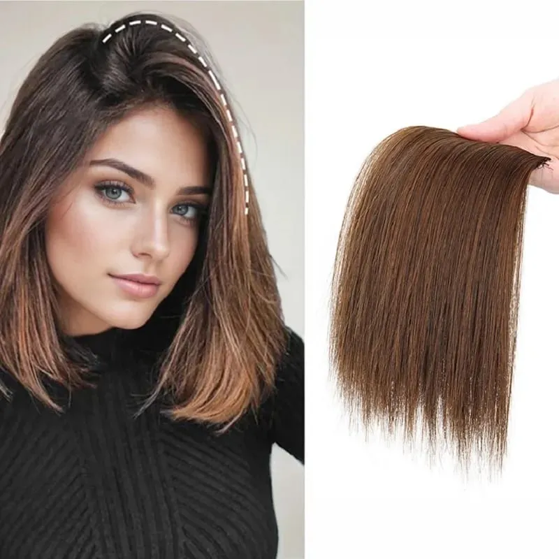Synthetic 10/20/30cm Short Straight Hair Pieces Invisible Clip in Hair Top Side Cover Hair Accessories for Women — image 2