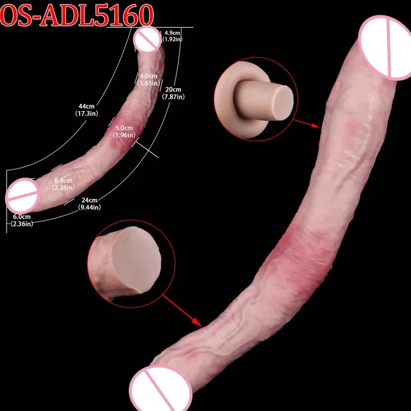 47cm Realistic Long Dildos Double Head Anal Vaginal Stimulator Sex Toy With Sucker For Lesbian Couples Gay Men Adult Tools