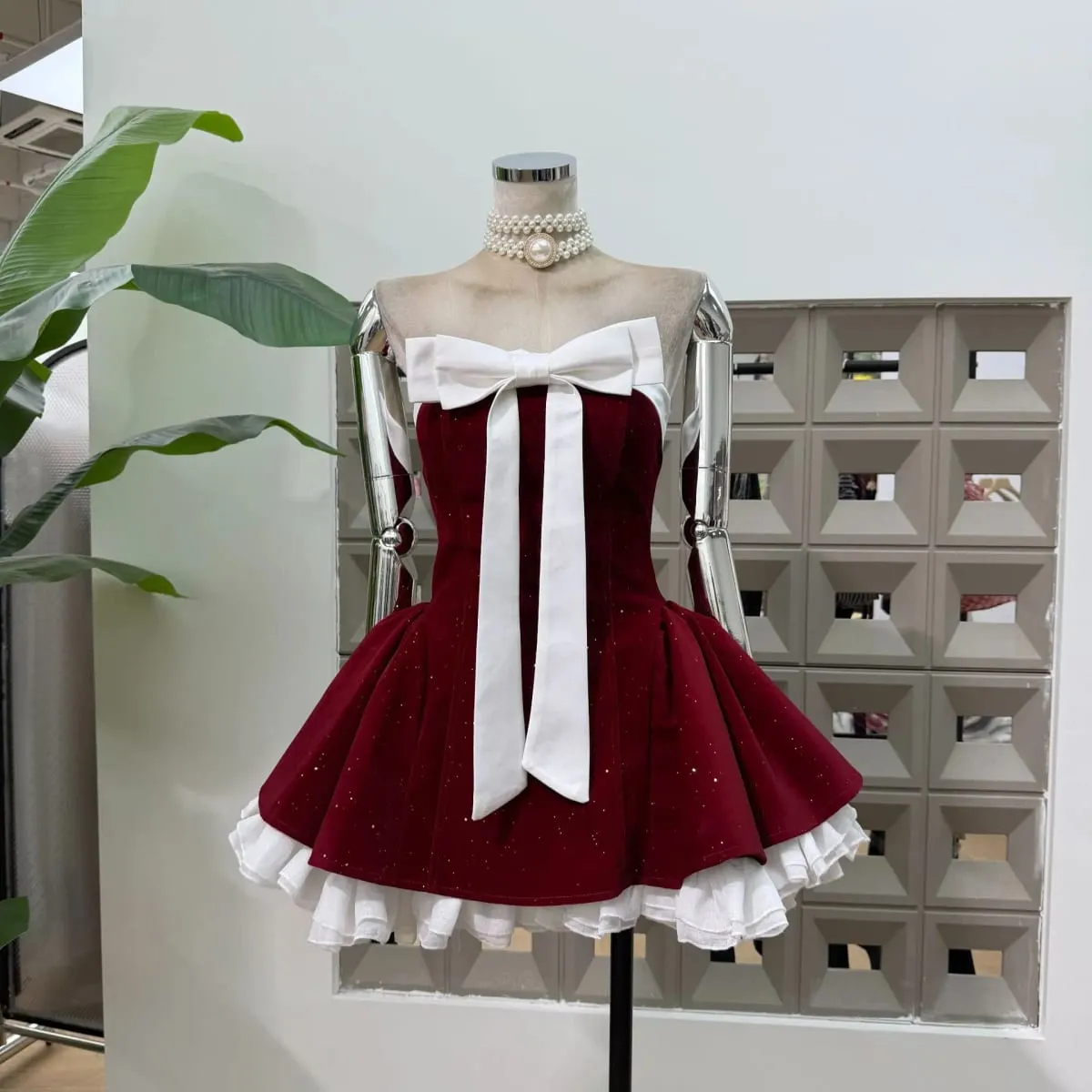 Babaeng Sexy Strapless Backless Polka Dot Bow A Line Dress Party Birthday Evening Ball Gowns Nightclub Show Wear Fashion Vestido — image 5