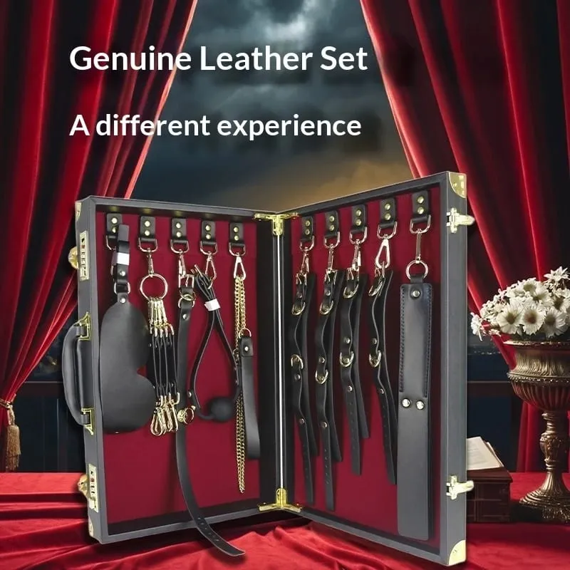 Genuine leather 8-piece prop set bondage blindfold choker genuine leather couple adult sex toys SM alternative toys.Dom Sub — image 2