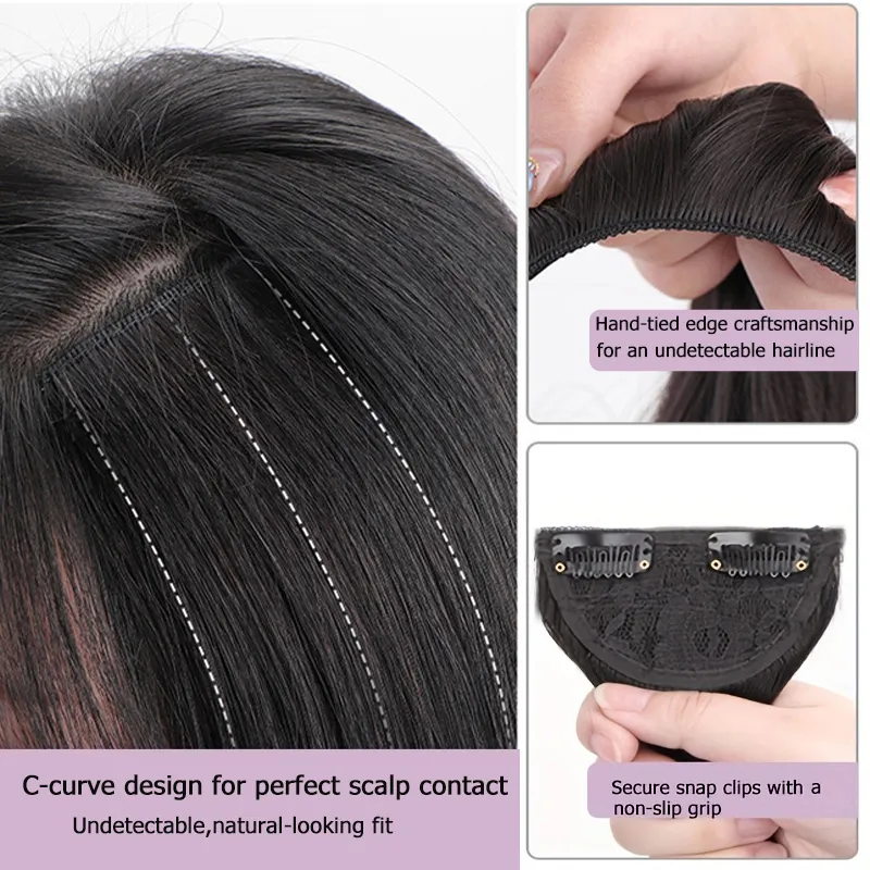 10cm/20cm/30cm Synthetic Short Straight Pad Invisible Hair Extension Lining of Hair Top Side Cover Hairpiece for Women — image 3