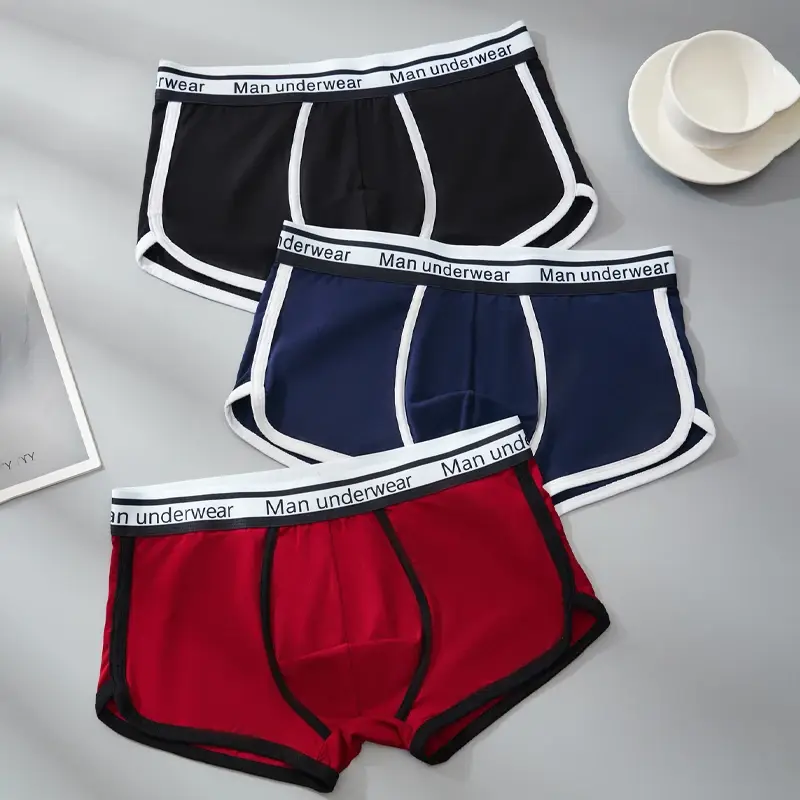 3 peças roupa íntima masculina de algodão com cintura carta respirável e confortável cuecas boxer macias para homens — image 6